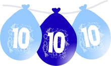 Balonky narozeniny číslo 10, visící 5ks modré