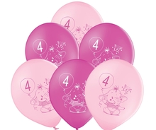 Balónky 4.narozeniny růžový slon 6 ks