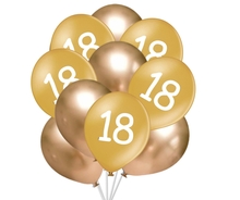 Balónky 18 narozeniny zlaté 10 ks 30 cm mix