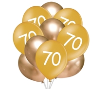 Balónky 70 narozeniny zlaté 10 ks 30 cm mix