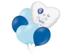 Set 4.narozeniny modrý slon srdce foliový balónek