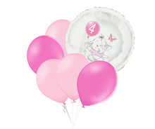 Set 4.narozeniny růžový slon kruh foliový balónek