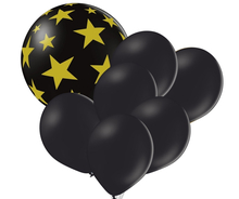 Set balónků černý balón s hvězdami a černé balónky 