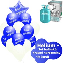 Helium sada - tmavěmodré balónky s českým potiskem KRÁSNÉ NAROZENINY