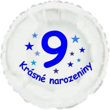 Krásné 9. narozeniny fóliový balónek kruh pro kluky