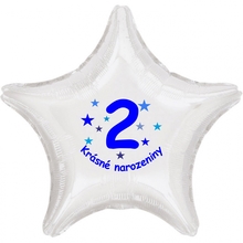 Krásné 2. narozeniny fóliový balónek hvězda pro kluky