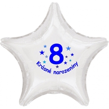 Krásné 8. narozeniny fóliový balónek hvězda pro kluky