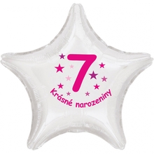 Krásné 7. narozeniny fóliový balónek hvězda pro holky
