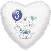 3.narozeniny modrý slon srdce foliový balónek