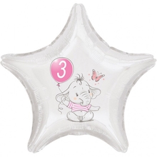 3.narozeniny růžový slon hvězda foliový balónek