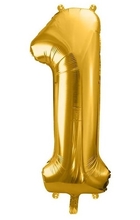 Balónek fóliový narozeniny číslo 1 zlatý 86 cm